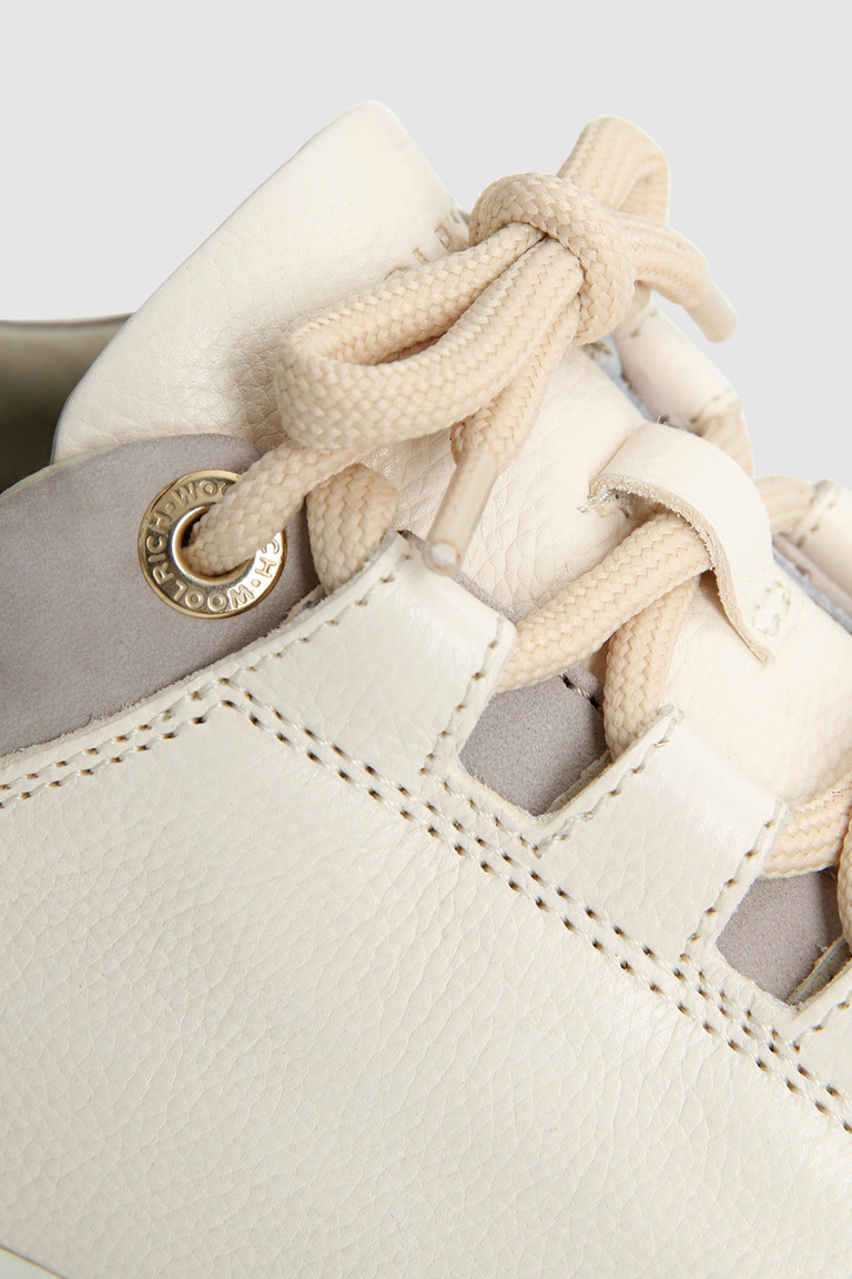 Beige Woolrich Classic Court Leather Women's Sneakers | 7863021-MR