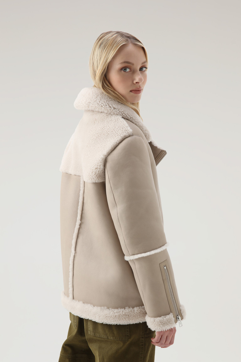 Beige Woolrich Harmony Aviator In Merino Shearling Women's Jackets | 3109527-MV