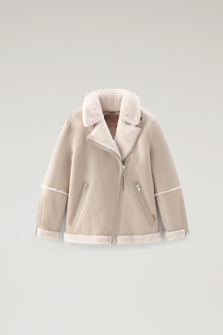 Beige Woolrich Harmony Aviator In Merino Shearling Women's Jackets | 3109527-MV