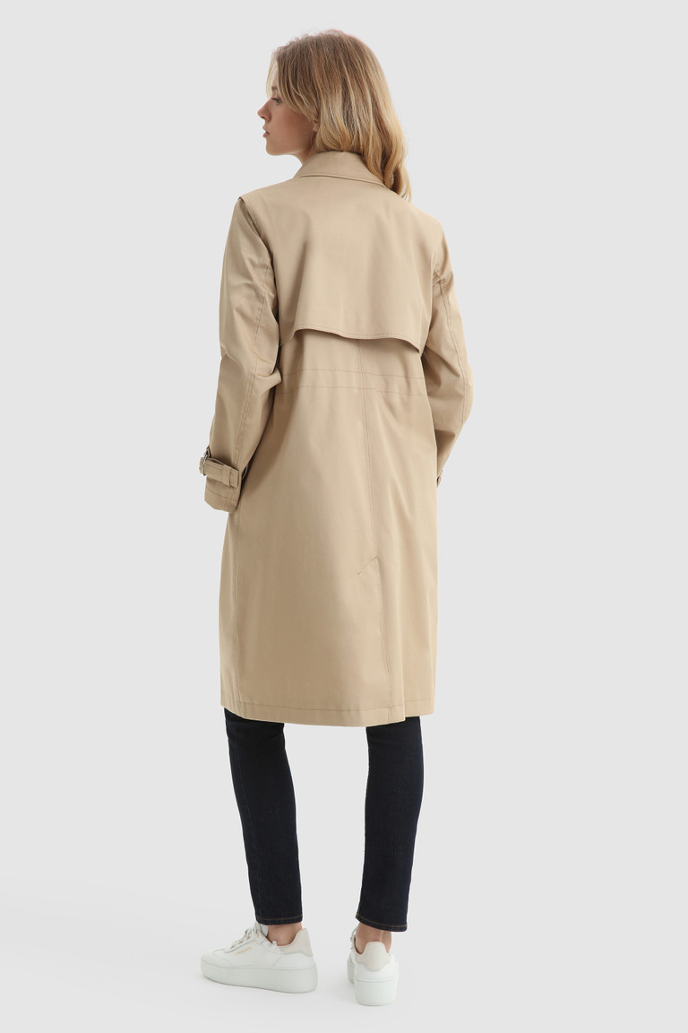 Beige Woolrich Havice Light Trench With Printed Check Lining Women's Coats | 0129364-VR