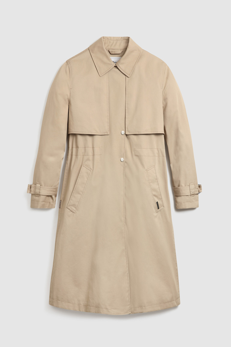 Beige Woolrich Havice Light Trench With Printed Check Lining Women's Coats | 0129364-VR