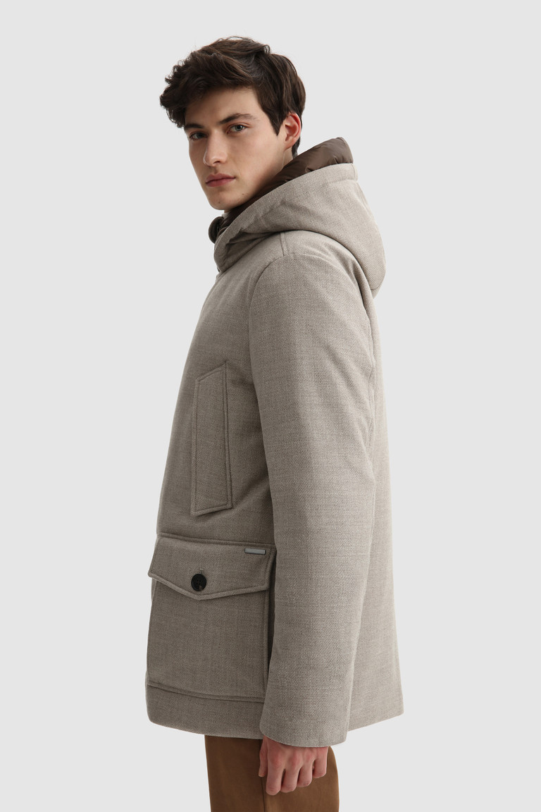 Beige Woolrich Luxury Arctic In Italian Eco-Wool Crafted With A Loro Piana Fabric Men's Parka Jackets | 4027965-KG