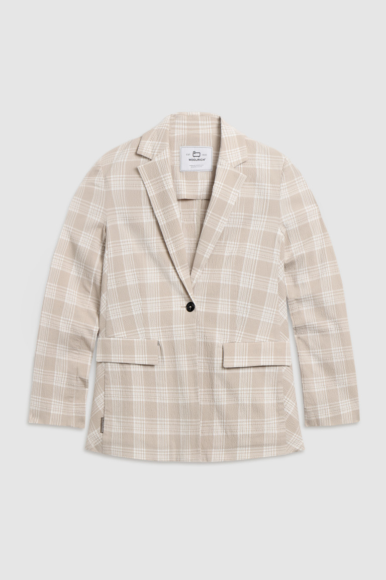 Beige Woolrich Seersucker Cotton Blazer Women's Jackets | 1875032-OE