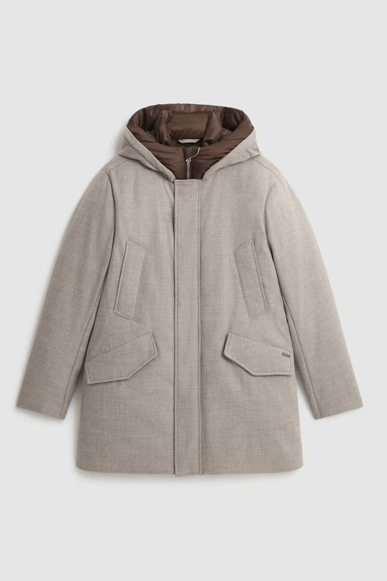 Black Beige Woolrich Luxury Polar In Italian Eco-Wool Crafted With A Loro Piana Fabric Men's Parka Jackets | 0781256-LX