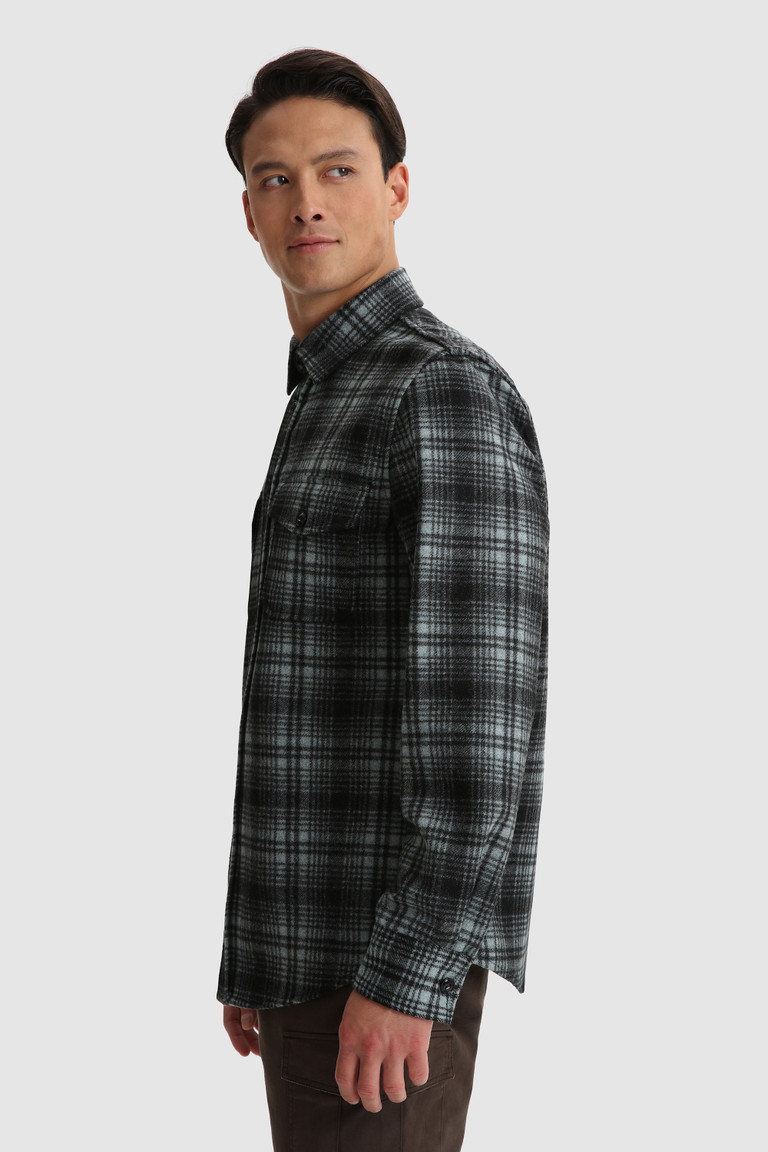 Black Woolrich Alaskan Melton In Recycled Italian Wool Men's Shirts | 6420815-ET