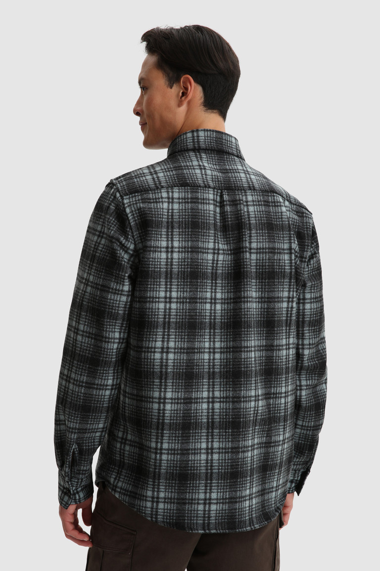 Black Woolrich Alaskan Melton In Recycled Italian Wool Men's Shirts | 6420815-ET