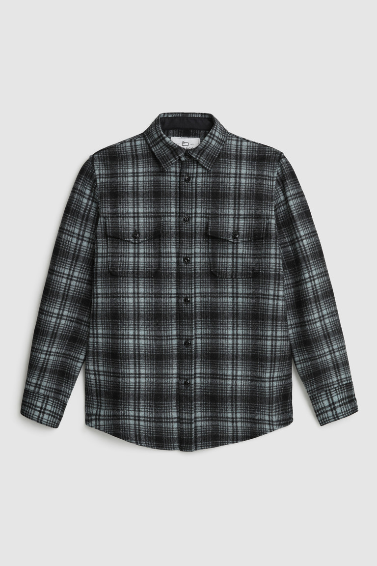 Black Woolrich Alaskan Melton In Recycled Italian Wool Men's Shirts | 6420815-ET