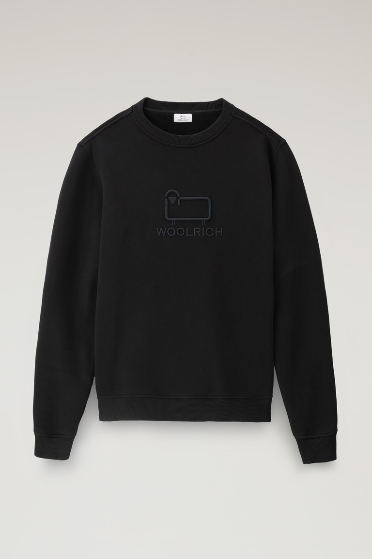 Black Woolrich Classic Fleece Crewneck With Embroidered Logo Men's Sweatshirts | 2407315-LR