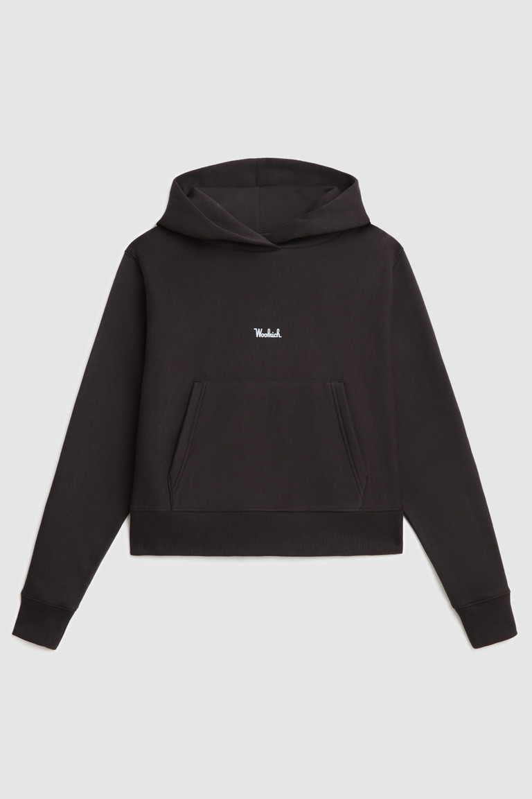 Black Woolrich Cotton Hoodie Women's Sweatshirts | 2915468-WB