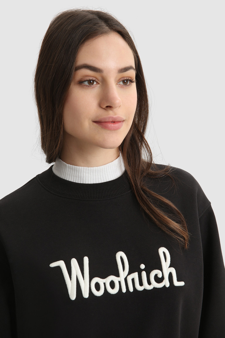 Black Woolrich Cotton With Logo Women's Sweatshirts | 4719638-UP