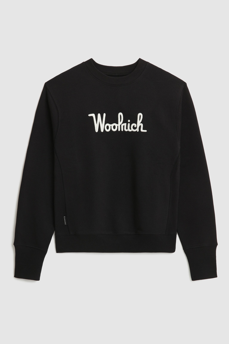 Black Woolrich Cotton With Logo Women's Sweatshirts | 4719638-UP