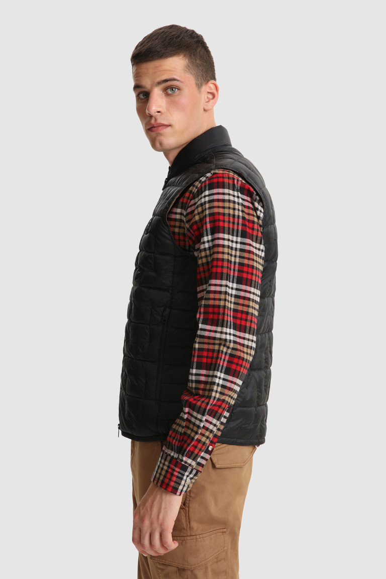 Black Woolrich Deepsix Packable In Recycled Fabric Men's Vest | 5764328-WP