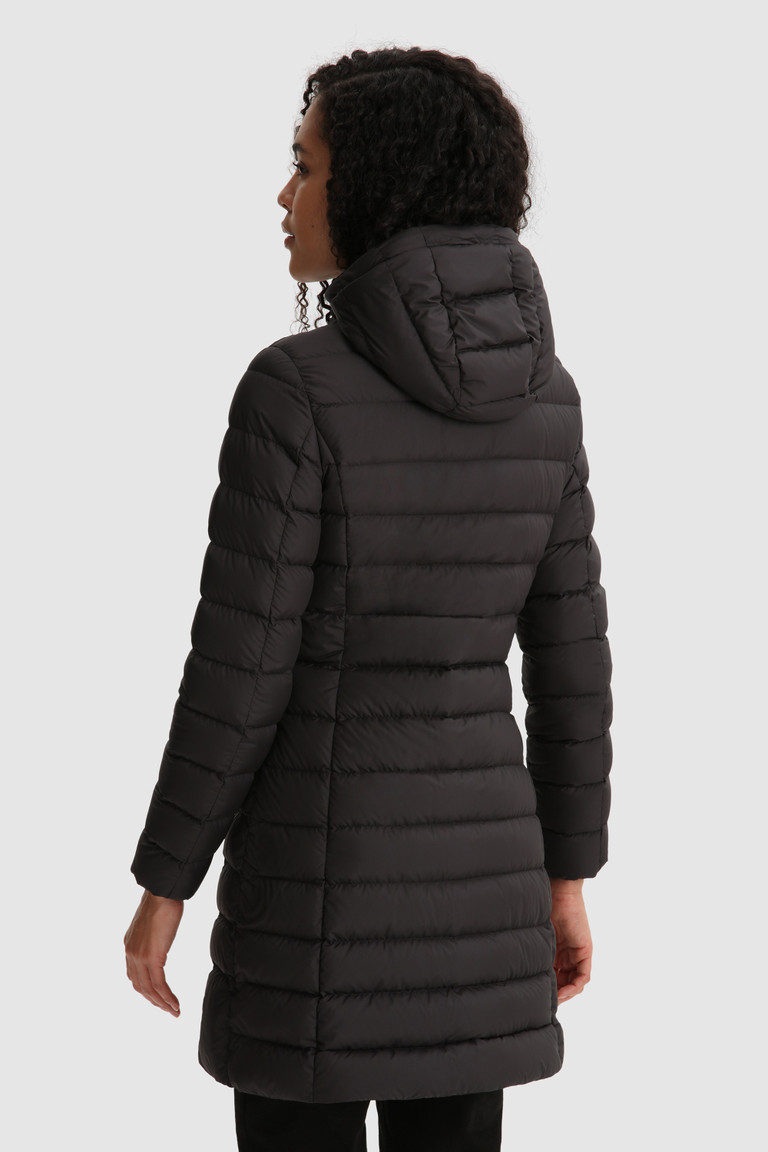 Black Woolrich Ellis Quilted Long With Removable Fur Women's Down Jackets | 5278193-UD