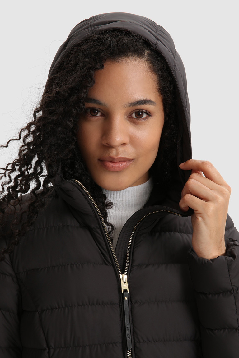 Black Woolrich Ellis Quilted Long With Removable Fur Women's Down Jackets | 5278193-UD