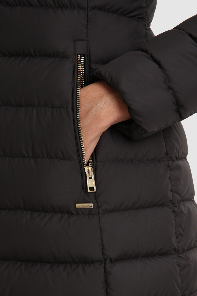 Black Woolrich Ellis Quilted Long With Removable Fur Women's Down Jackets | 5278193-UD