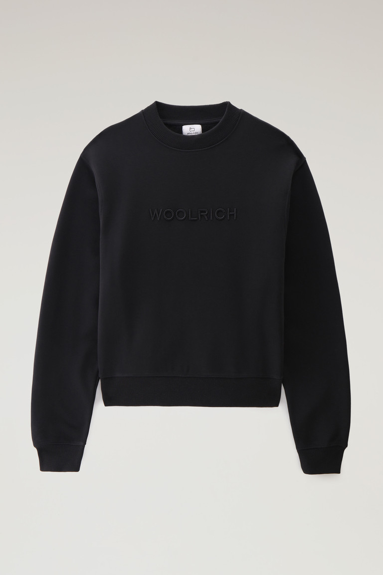 Black Woolrich Embroidered Logo Fleece Women's Sweatshirts | 9604513-NZ