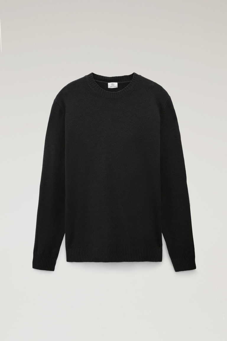 Black Woolrich Garment-Dyed Crewneck Virgin Wool Men's T Shirts | 8341506-QW