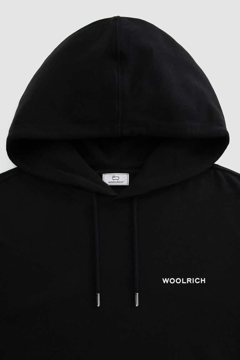 Black Woolrich Hoodie With Back Print Men's Sweatshirts | 5063284-KG