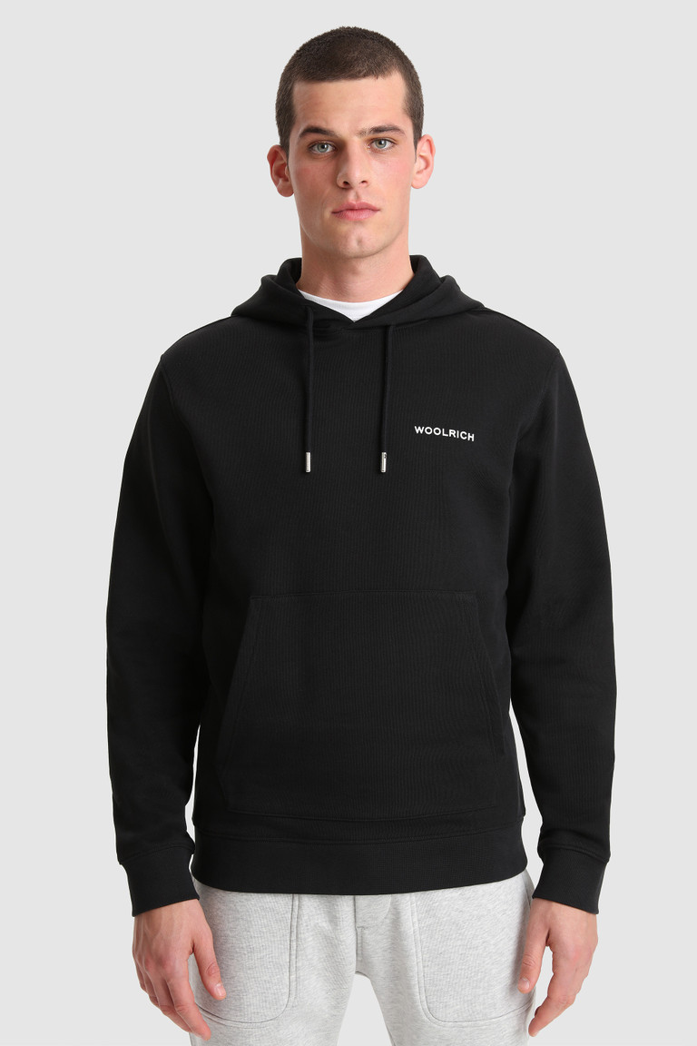 Black Woolrich Hoodie With Back Print Men\'s Sweatshirts | 5063284-KG