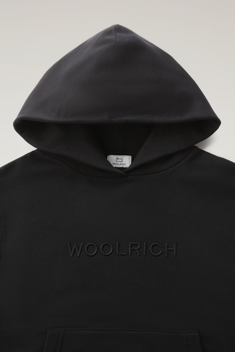 Black Woolrich Logo Fleece Hoodie Women's Sweatshirts | 0932714-ID