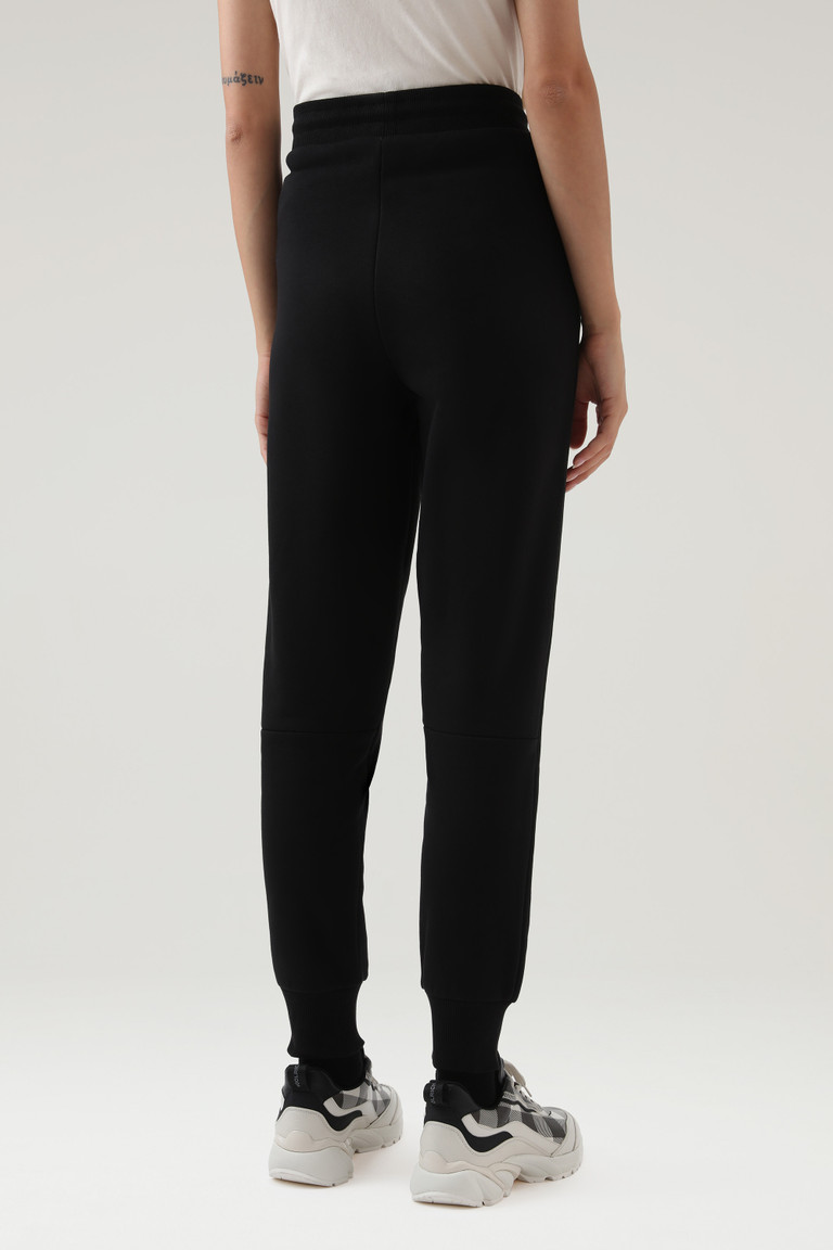 Black Woolrich Logo Fleece Women's Pants | 8904721-OQ