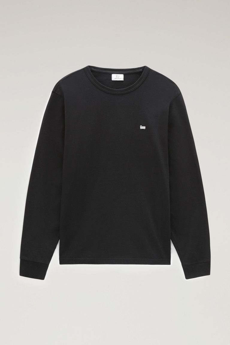 Black Woolrich Long-Sleeved Organic Cotton Sheep Men's T Shirts | 1256047-XB