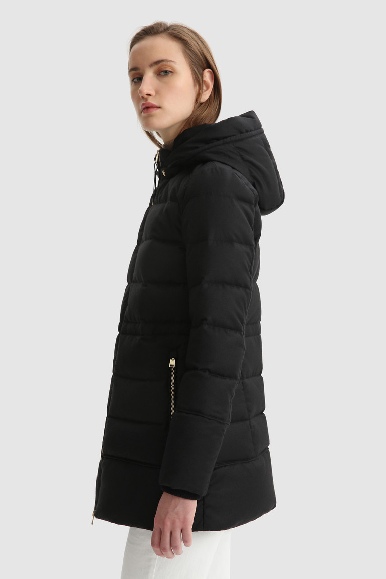 Black Woolrich Luxury In Italian Virgin Wool And Silk Crafted With A Loro Piana Fabric Women's Parka Jackets | 7381259-XV