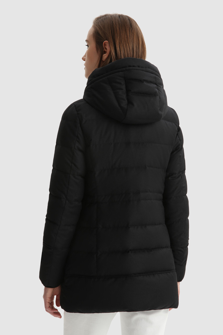 Black Woolrich Luxury In Italian Virgin Wool And Silk Crafted With A Loro Piana Fabric Women's Parka Jackets | 7381259-XV