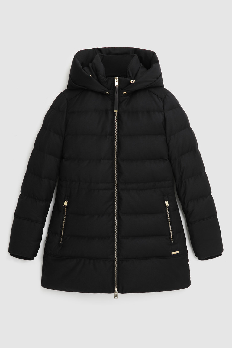 Black Woolrich Luxury In Italian Virgin Wool And Silk Crafted With A Loro Piana Fabric Women's Parka Jackets | 7381259-XV