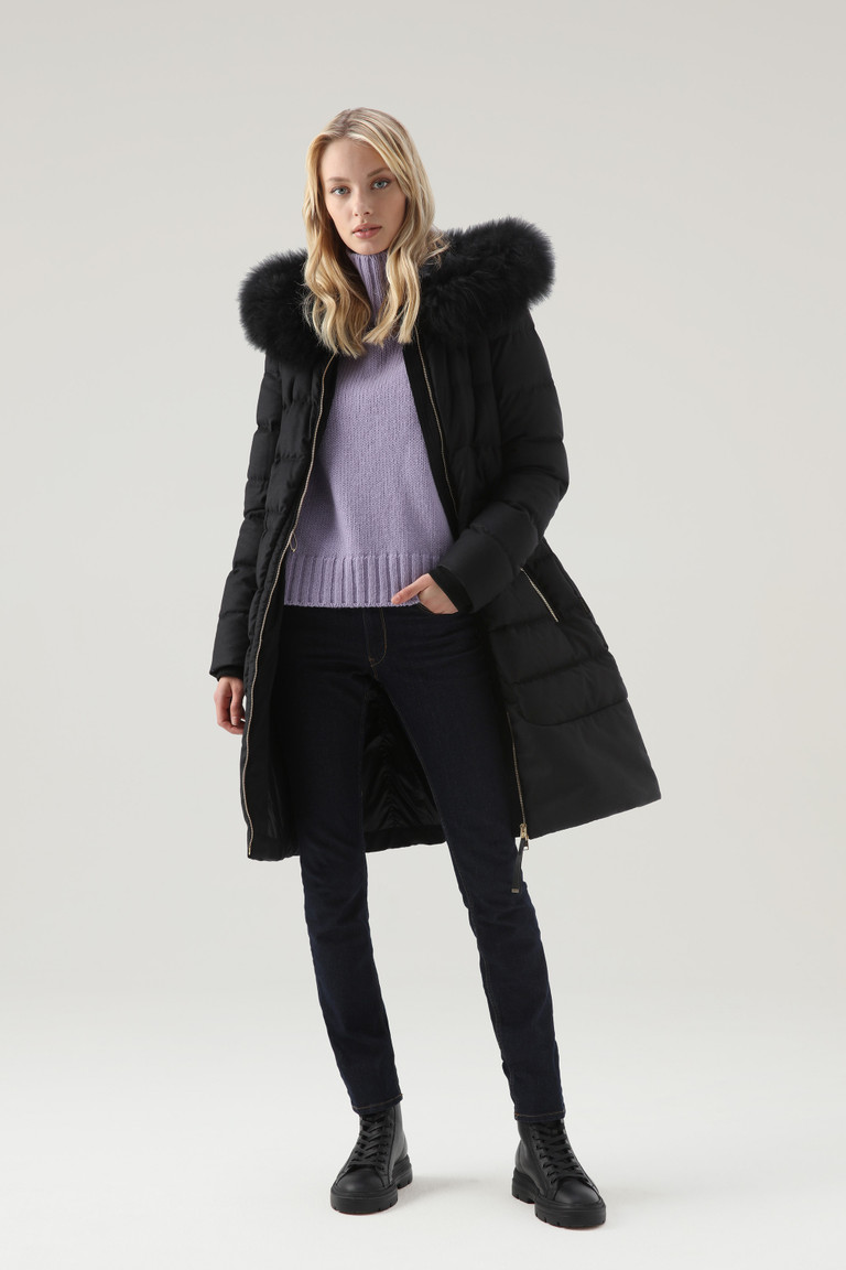 Black Woolrich Luxury Long Crafted With A Loro Piana Fabric In Wool And Silk Blend Women's Parka Jackets | 2708613-EP