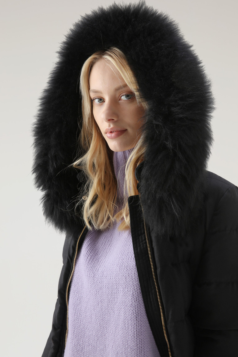 Black Woolrich Luxury Long Crafted With A Loro Piana Fabric In Wool And Silk Blend Women's Parka Jackets | 2708613-EP