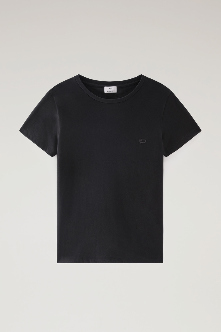 Black Woolrich Organic Cotton Logo Women's T Shirts | 6397048-LQ