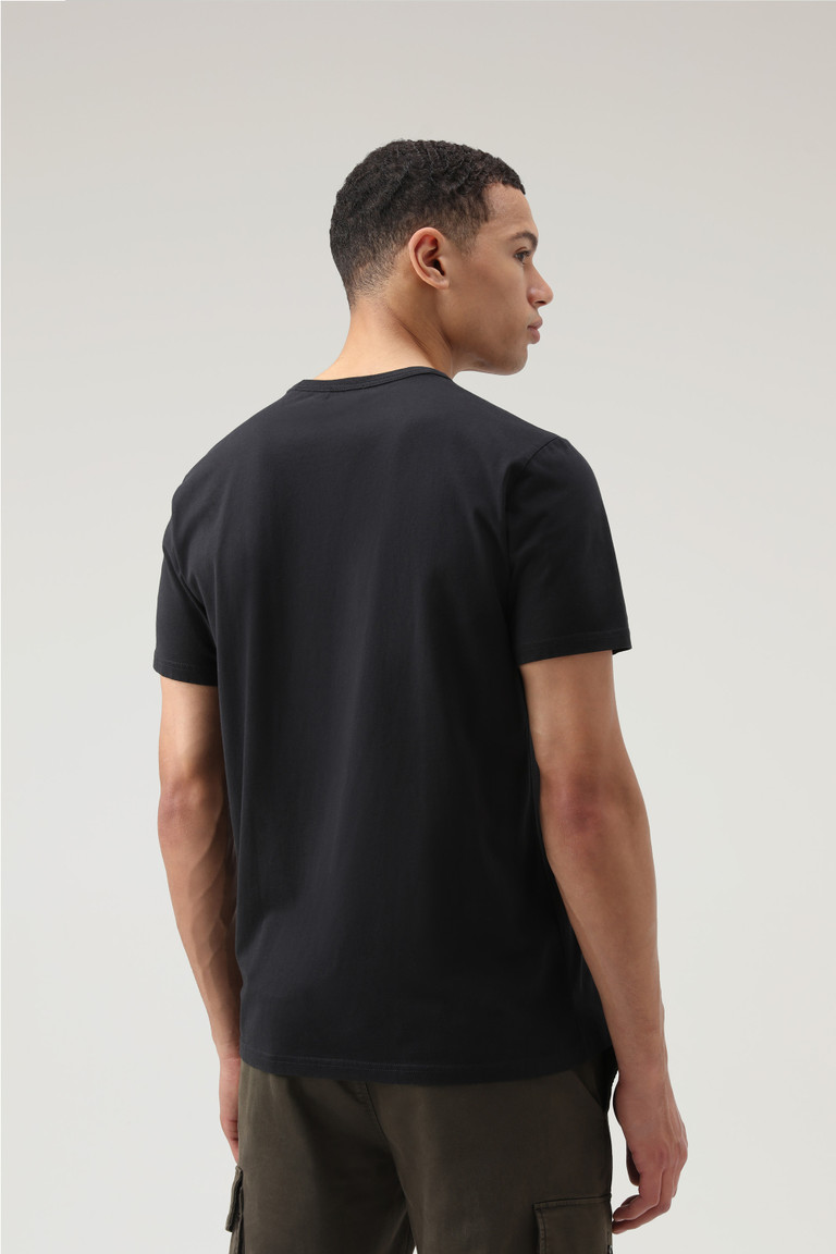 Black Woolrich Organic Cotton Sheep Men's T Shirts | 6734815-BK