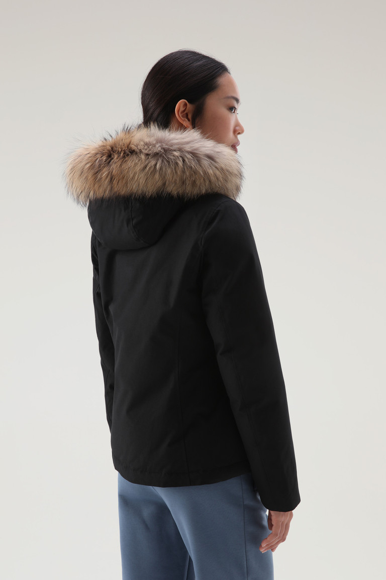 Black Woolrich Short Arctic In Ramar With Detachable Fur Women's Parka Jackets | 7453601-JH