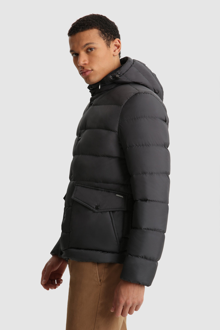 Black Woolrich Sierra Padded With Removable Hood Men's Down Jackets | 2650718-BO