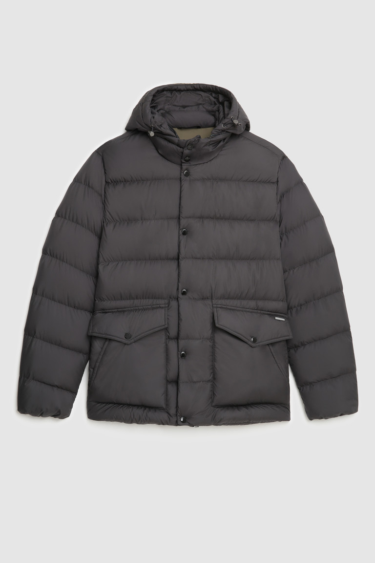 Black Woolrich Sierra Padded With Removable Hood Men's Down Jackets | 2650718-BO