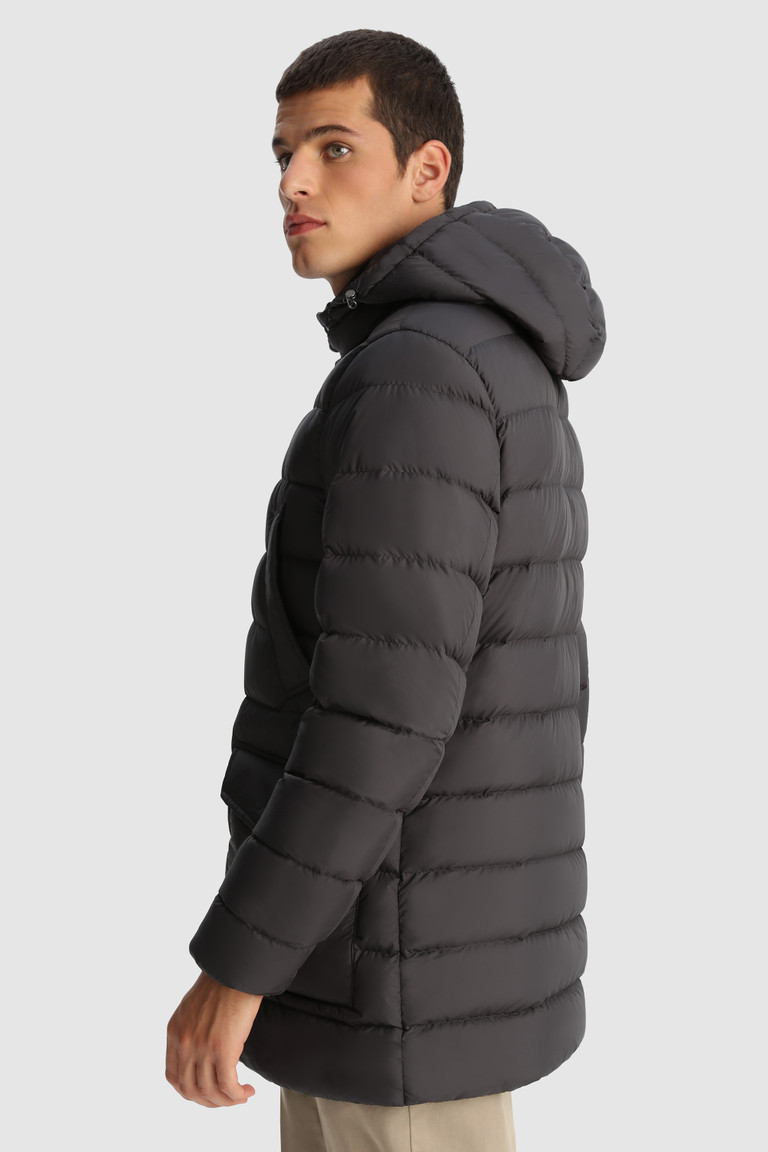 Black Woolrich Sierra Quilted With Removable Hood Men's Down Jackets | 1582640-CS