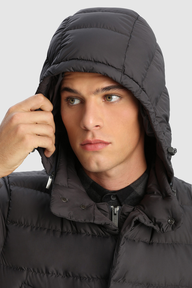 Black Woolrich Sierra Quilted With Removable Hood Men's Down Jackets | 1582640-CS