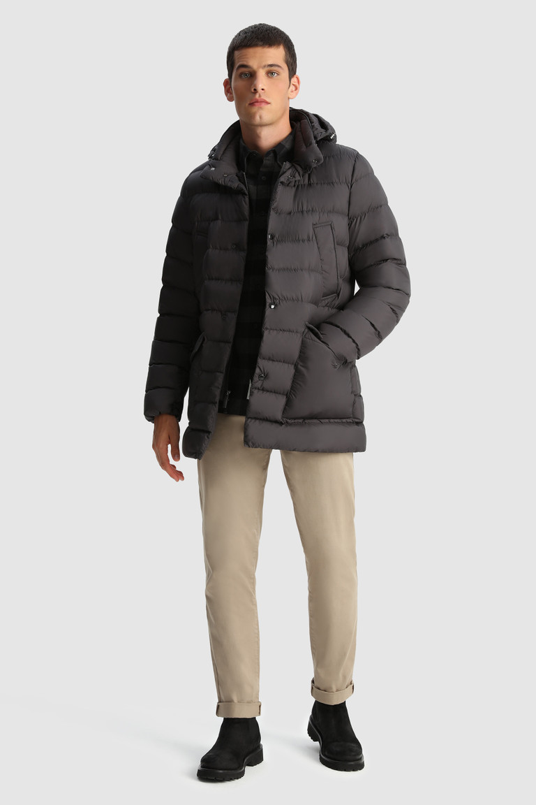 Black Woolrich Sierra Quilted With Removable Hood Men\'s Down Jackets | 1582640-CS