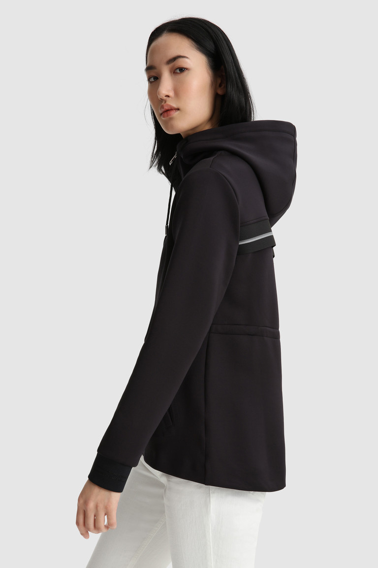 Black Woolrich Stretch Cotton Full-Zip Hoodie Women's Sweatshirts | 7219358-AL