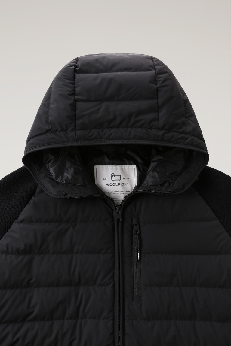 Black Woolrich Stretch Nylon Sundance Hooded Hybrid Men's Down Jackets | 5673810-ZM