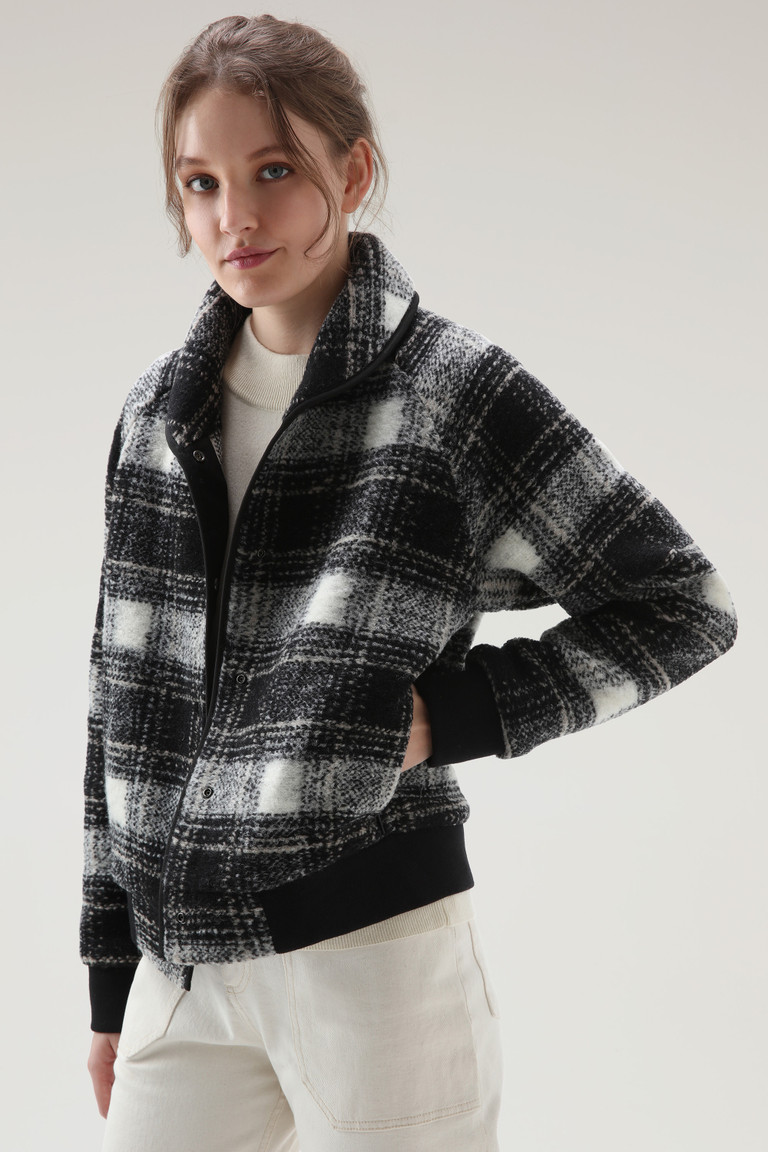 Black Woolrich Wool Blend Gentry Check Bomber Women's Jackets | 9784503-RS