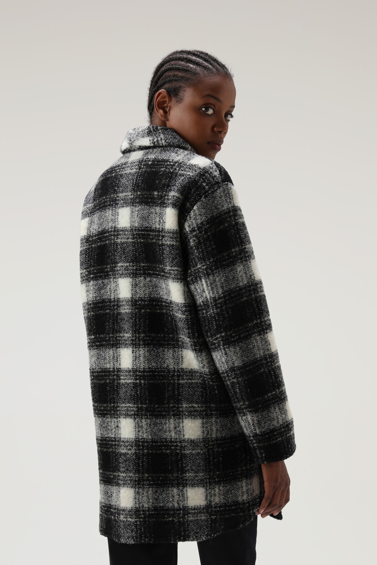 Black Woolrich Wool Blend Gentry Check Women's Coats | 2749365-FH