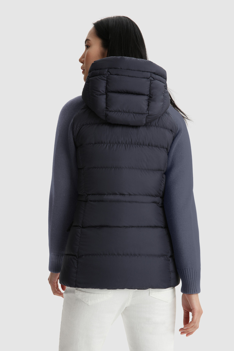 Blue Woolrich Auburn Quilted With Knitted Sleeves Women's Down Jackets | 5712960-HF