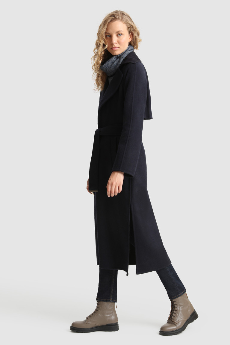 Blue Woolrich Callery Wool With Waist Belt Women's Coats | 1749068-MF