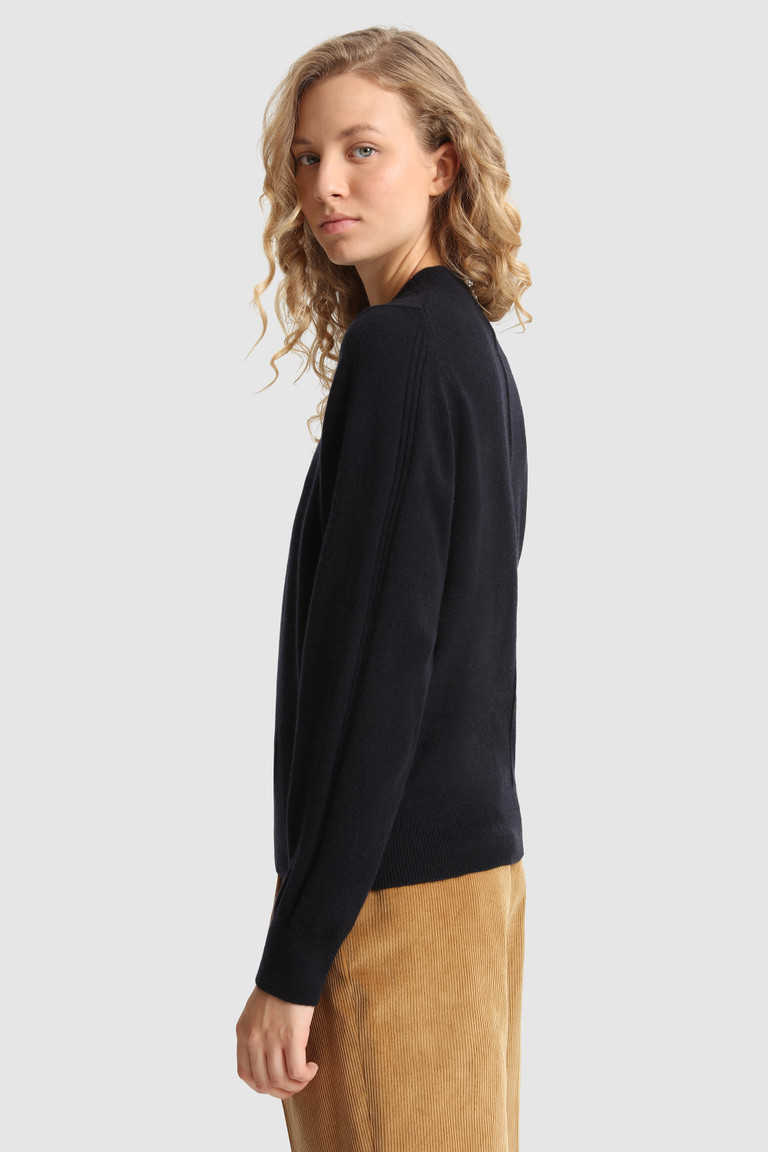 Blue Woolrich Cashmere Crewneck Women's Sweaters | 3081754-GQ