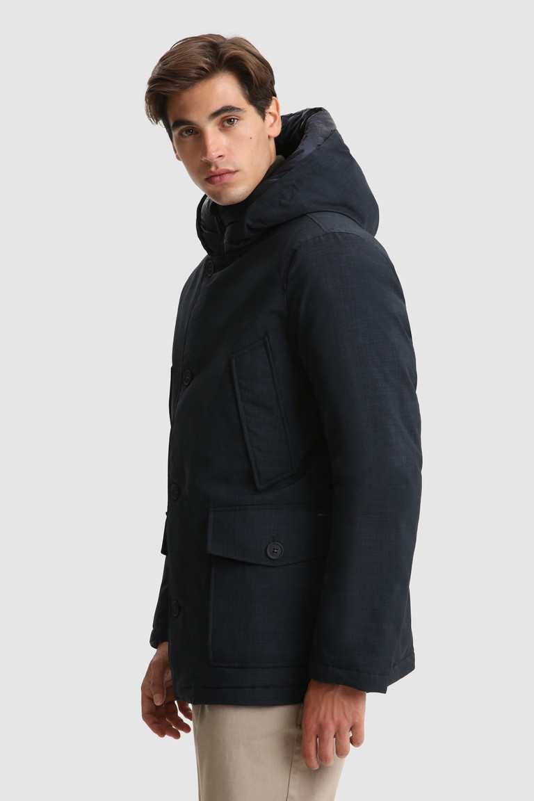 Blue Woolrich City In High-Performance Wool Effect Fabric Men's Parka Jackets | 5237614-KJ