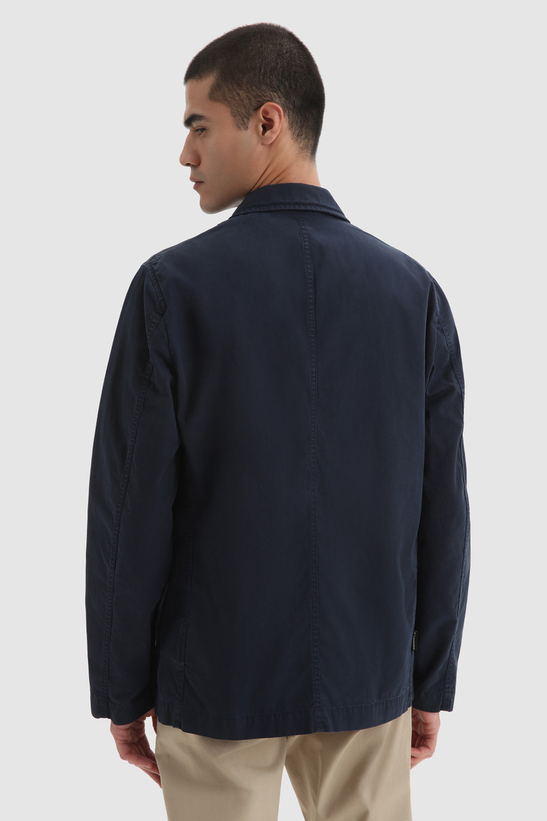 Blue Woolrich Crew Blazer In Garment-Dyed Cotton Men's Jackets | 8042379-NC