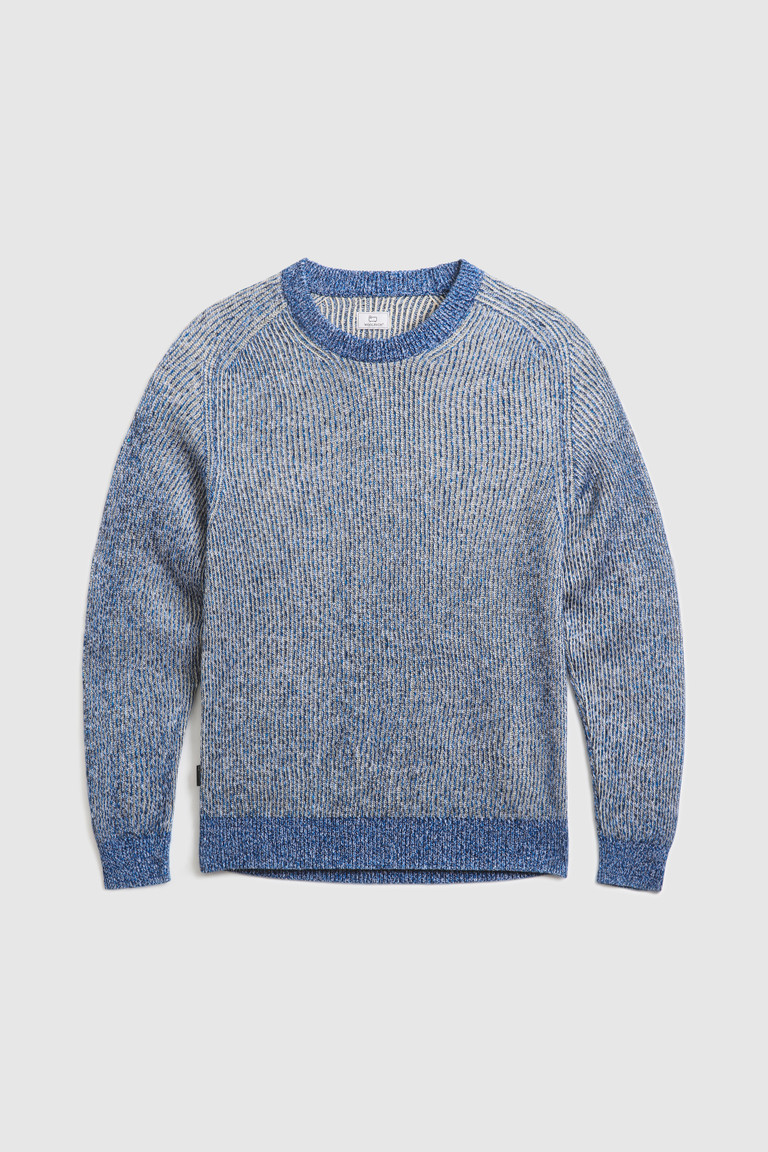 Blue Woolrich Crewneck In Cotton Linen Blend Men's Knitwear | 6380572-FV