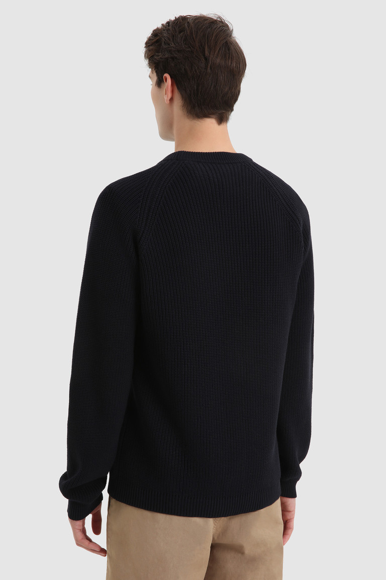 Blue Woolrich Crewneck Ribbed Cotton Men's Knitwear | 3574821-XQ